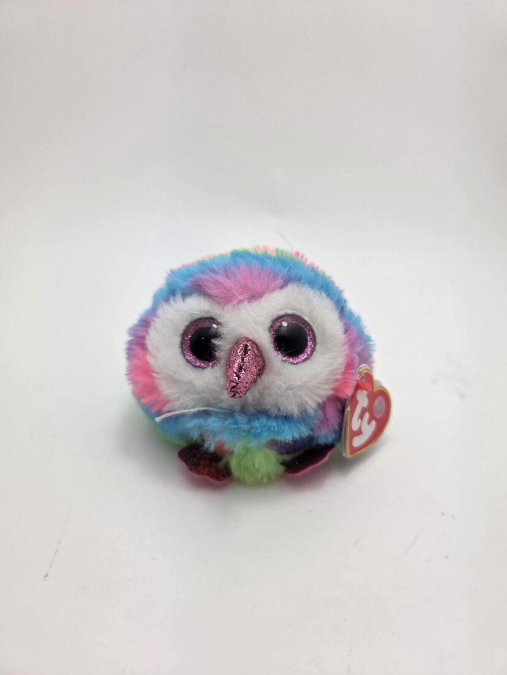 Ty Puffies Teeny Tys “Owen” the Tie Dye Owl, Small! (3 inch) Colours vary